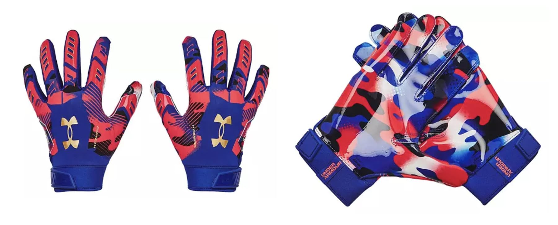 Under Armour Mens F9 Nitro Novelty Football Gloves (400) Royal Red/Metallic Copper, Large — image 1