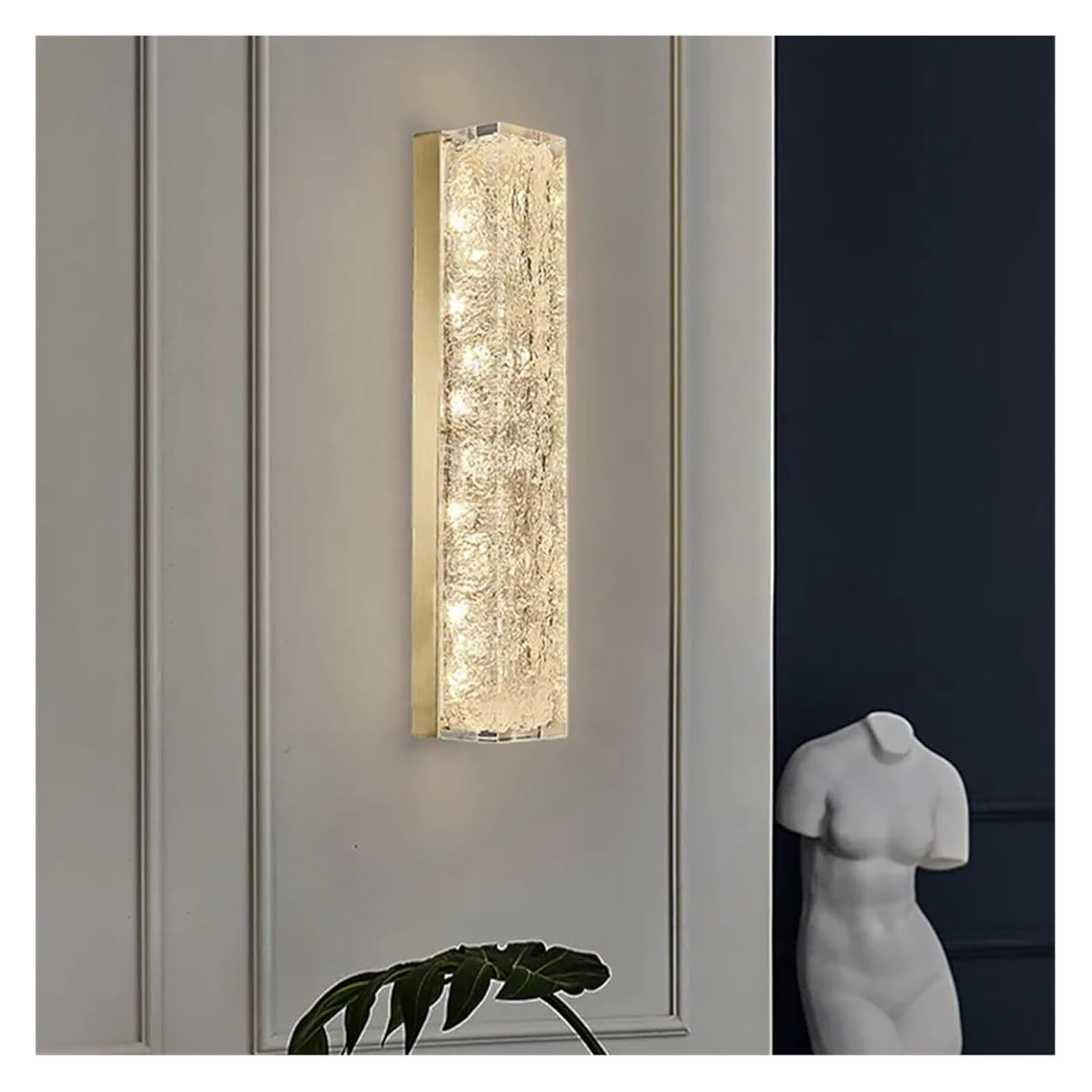 ASerZenith Wall Sconce, Bedside Copper Crystal Led Wall Lamp Living Room Back Wall Corridor Light Post-Modern Copper Resin Bedside Lamps,Gold-Ch