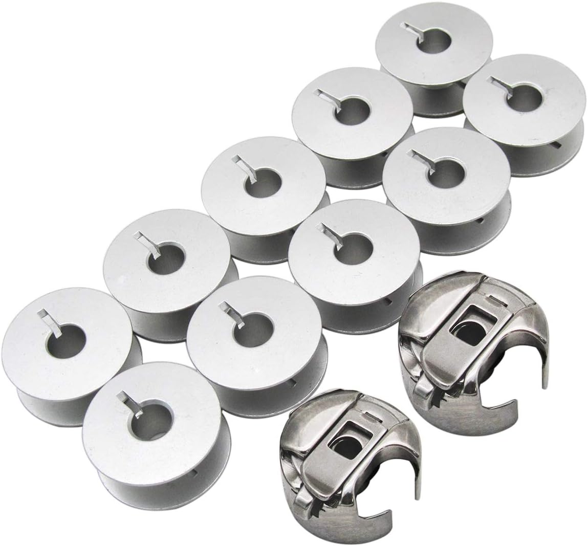 CKPSMS Brand -#BC-DLN-NBL 2PCS+40264AS 10PCS 2PCS Bobbin CASE &10PCS BOBBINS Compatible with JUKI DDL-412 DLN-412 415 415H DDL-555 Brother B771 B772 B791
