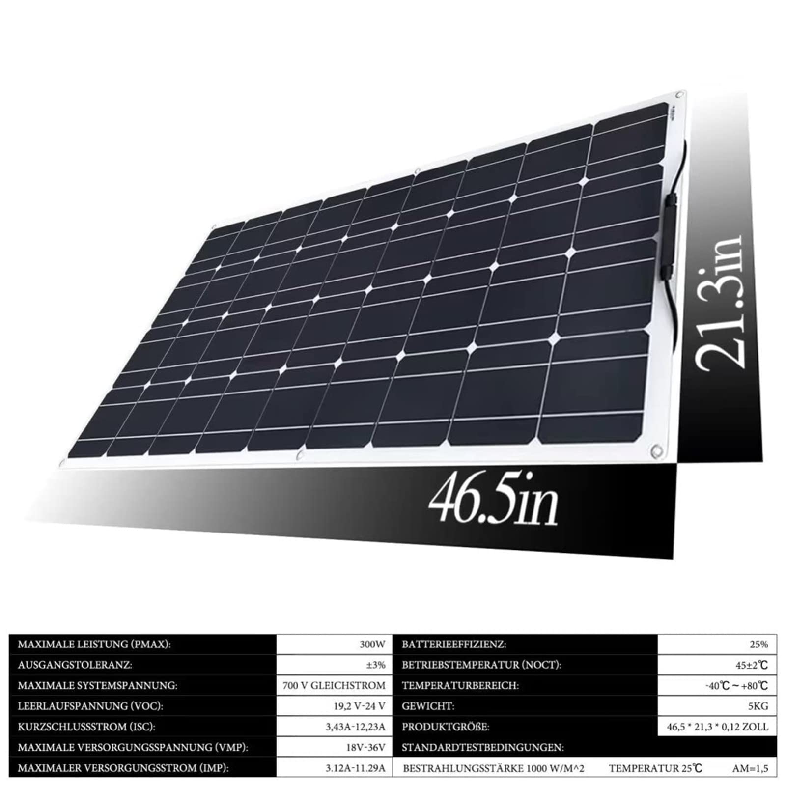 Pannello Solare Flessibile Da 1200 Watt (300 W X 4 Con Accessori) Pannello Solare A Cristallo Singolo 18 V-36 V Per Caravan/Camper/Tetto/Qualsiasi Superficie Irregolare