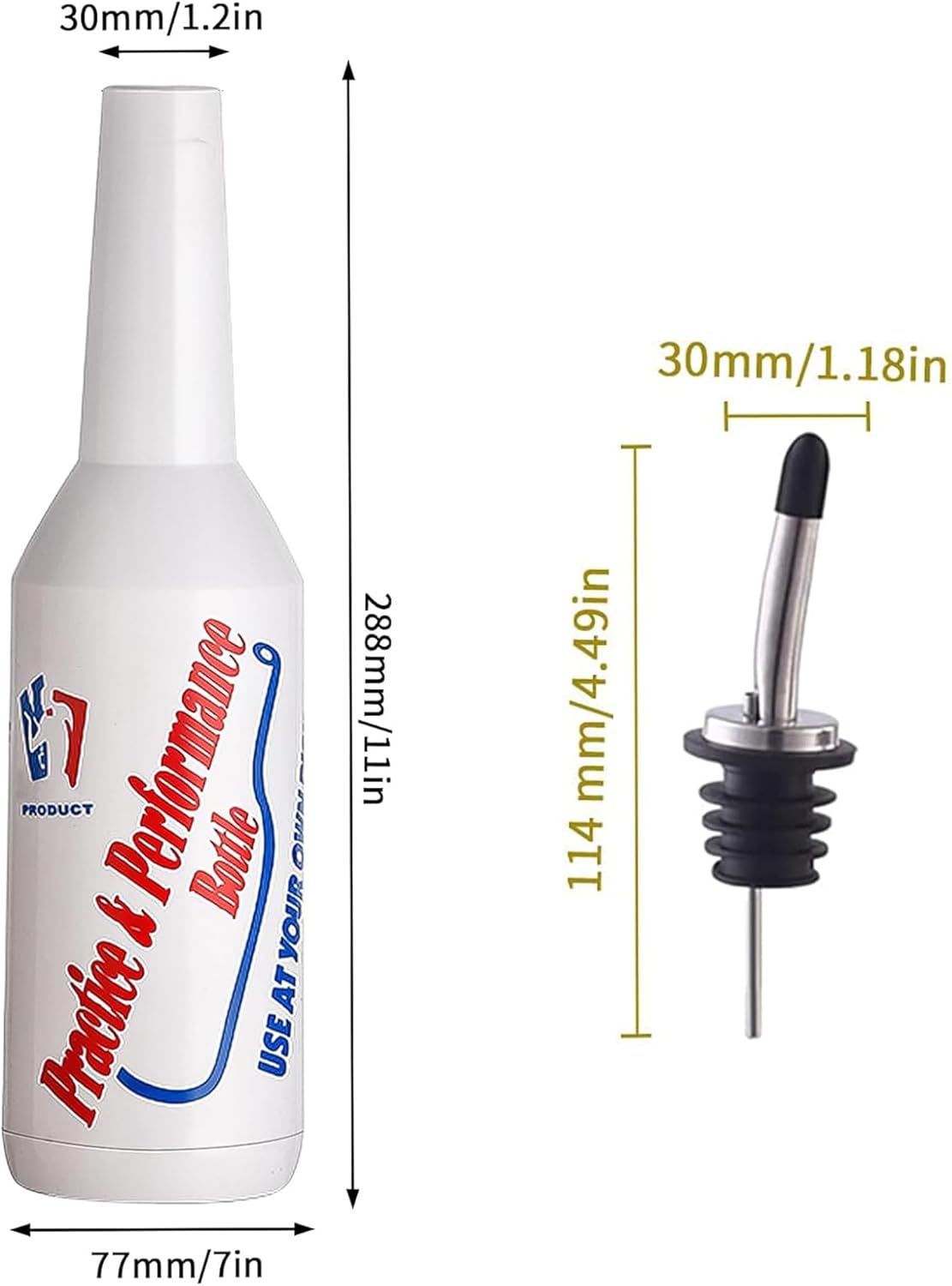 SuproBarware Flair Bottles Practice Set of 3 Bartender Practice Bottle 25oz/750ml Flair Bartending Kit Performance Training Bar Liquor White Decorative Shaker for Bar Pub Wine Cocktail