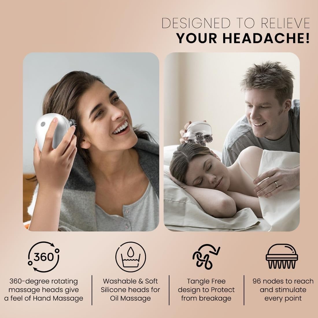 JINPRI Electric Head,Scalp Massager | Advance Red Light Therapy for Boost Hair Growth, Hair Fall Control, Scalp Therapy | 3 Speed Mode Handheld | Body & Head Massager for Hair Growth | Handheld Portable Head Scratcher Massager 2