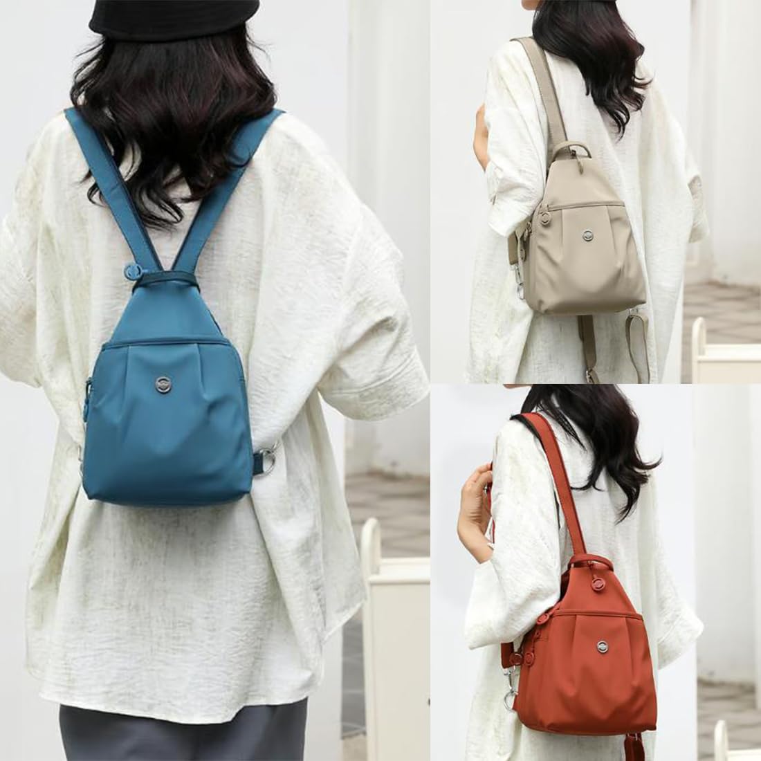 Waterproof 2-Way Commuter Bag, Large Capacity 3-in-1 Multifunctional Sling Bags for Backpack/Shoulder/Crossbody (A)