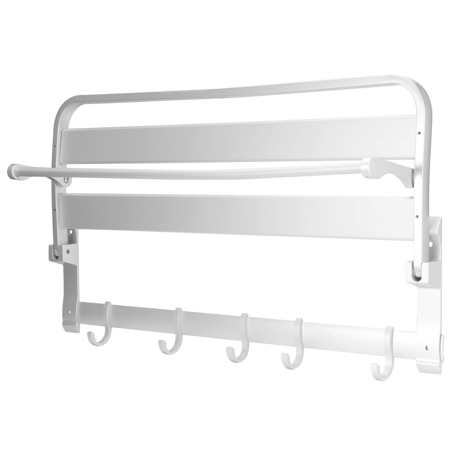 Fafeicy Półka do Przechowywania White Space Aluminiowy Składany Wieszak na Ręczniki z Ukrytymi śrubami Montażowymi Składany Wieszak na Ręczniki do łazienki Toaleta Organizer ścienny Kąpielowe