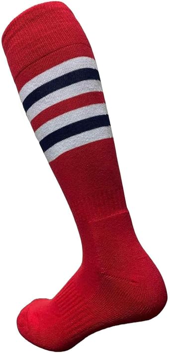 COUVER Mens Cotton Striped Knee High Sports Socks