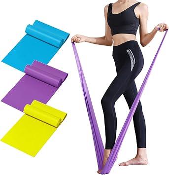 Resistance Band Set, 3PCS Exercise Bands Home Physical Therapy Bands | Natural Latex, 59inch Long Workout Bands for Yoga Pilates Gym Travel, Stretch Fitness Bands for Women/Men/Seniors