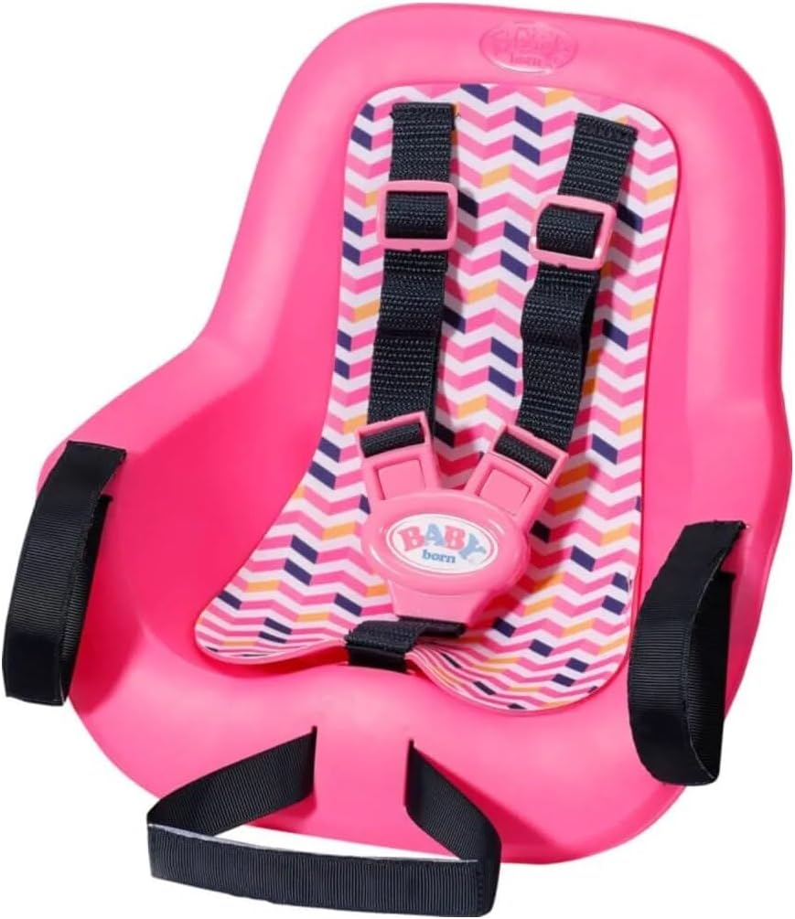 BABY born - Zapf Creation 834329 Fahrradsitz-Puppenfahrradsitz 36 cm 43 cm Große Puppen mit Klettsystem für Lenker vieler Kinderräder und 3-Punkt-Gurt, Pink, White