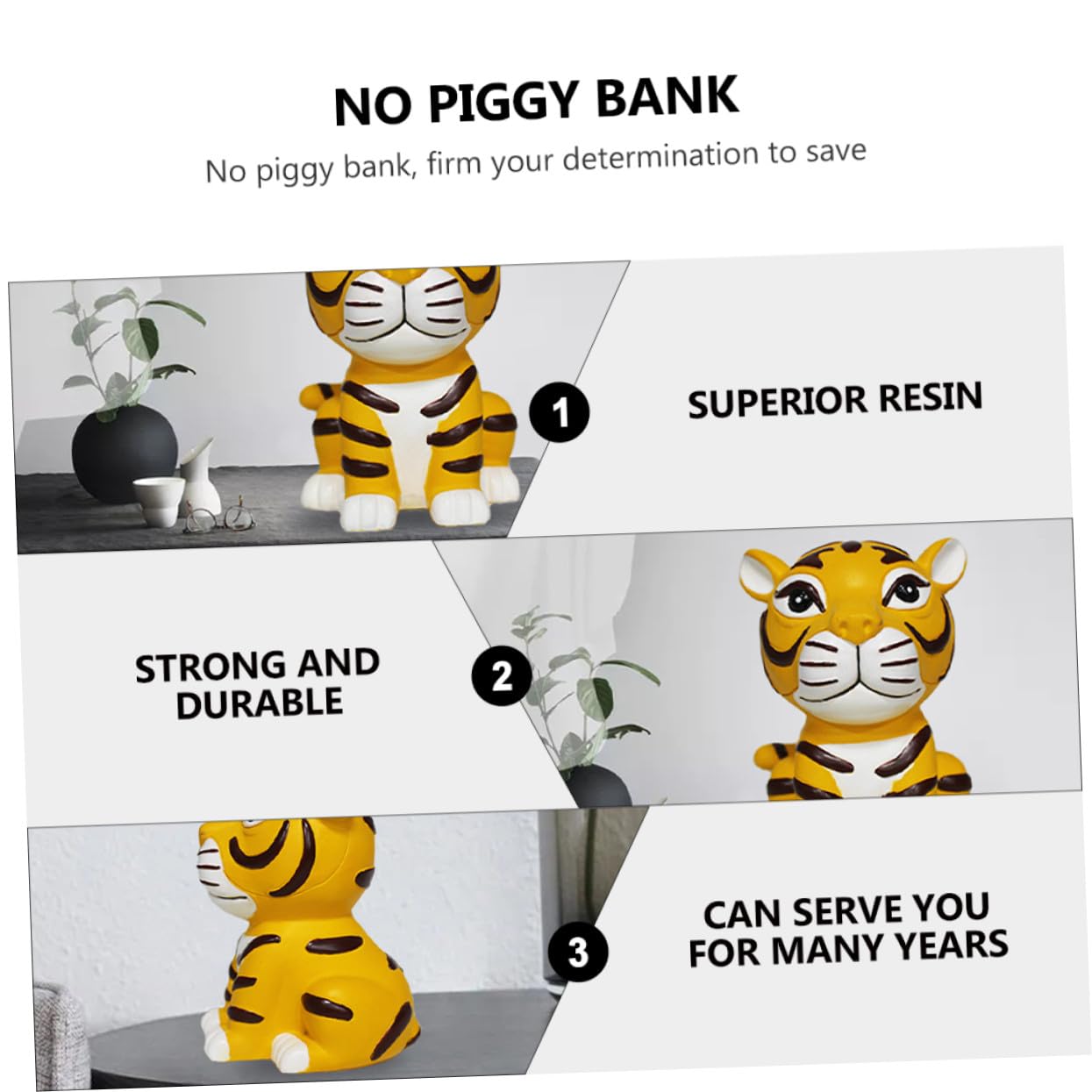 Spardose in Tigerform aus Kunstharz, Gelbe Münzbox