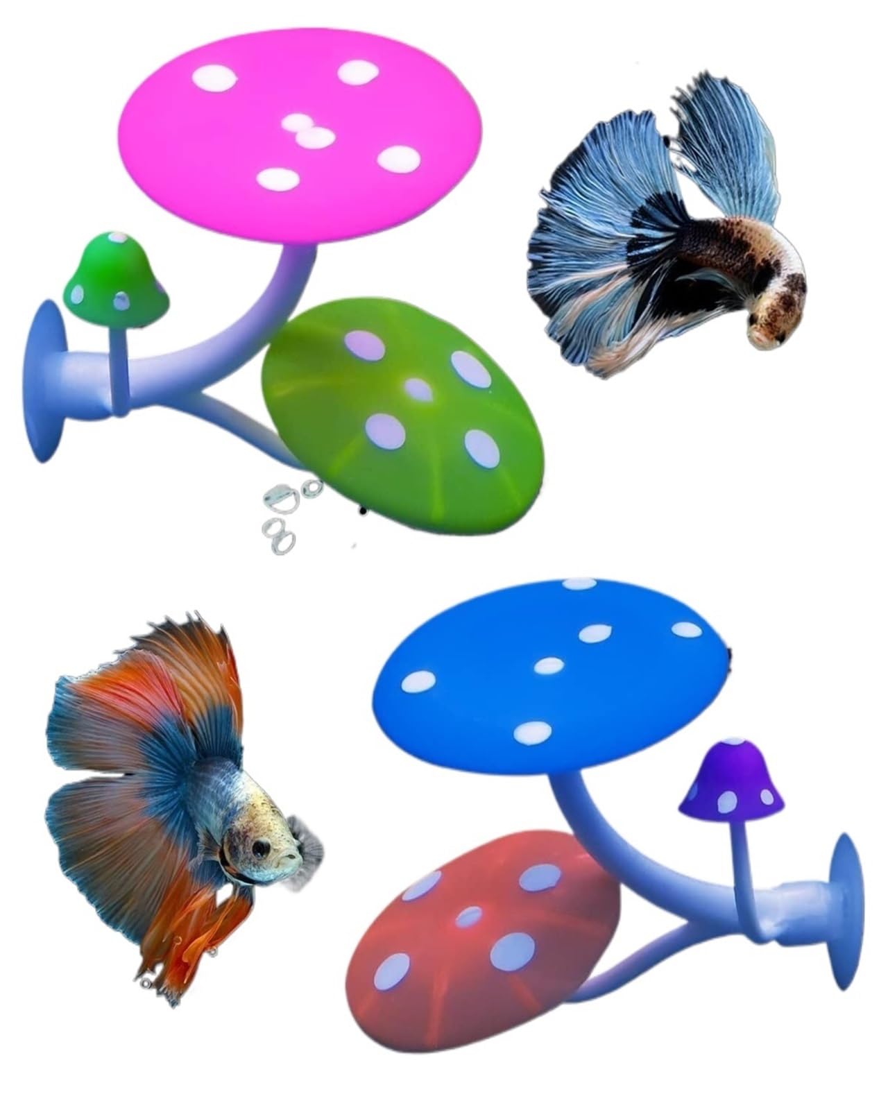 HKSDKABOP Fish Leaf Pad, 1 pcs Betta Mushroom Hammock rium Rest Breeding Bed With Suction Cup Multicolor(Pink)