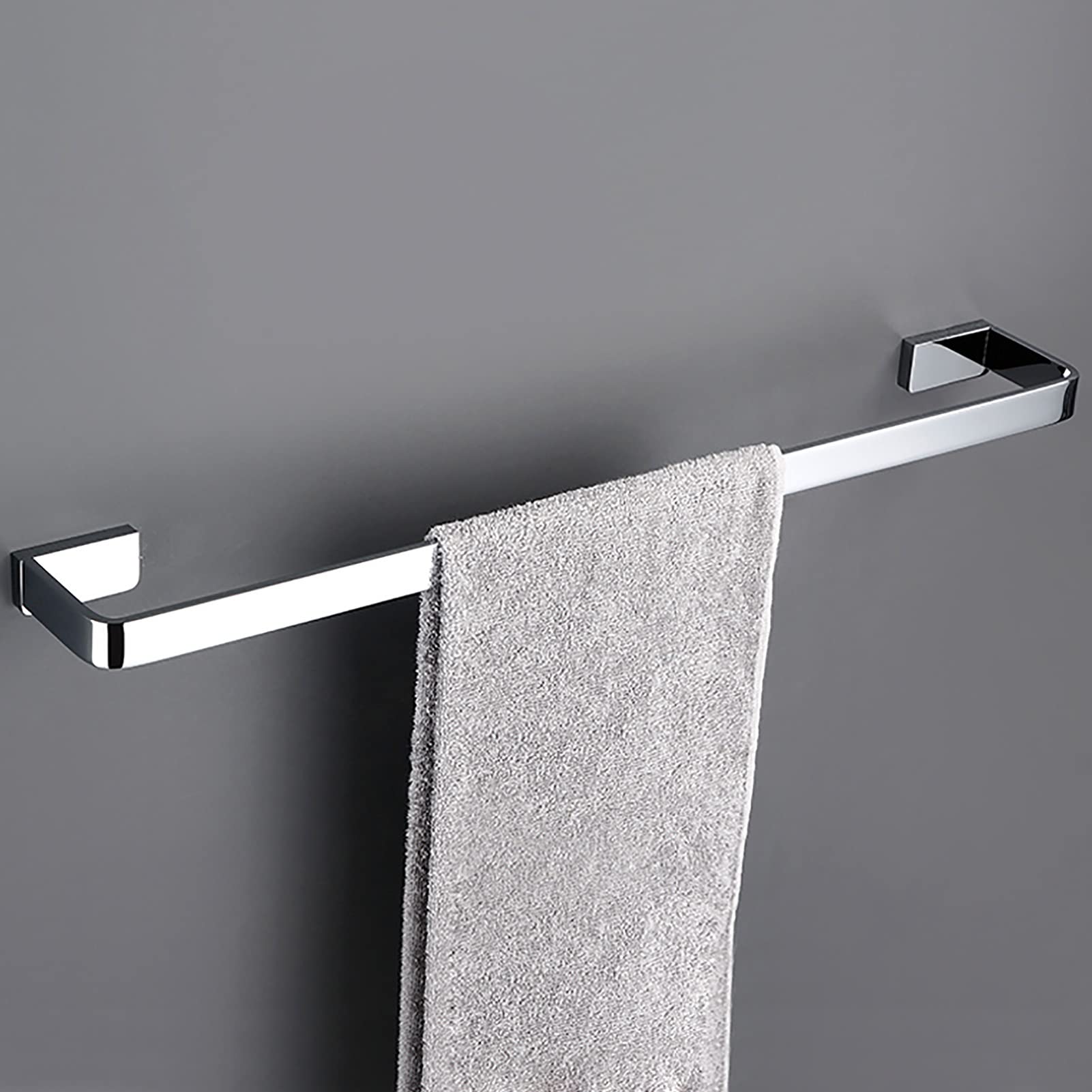LMYSXAOZ Single Towel Rail Wall Mounted, 30cm/40cm/50cm/60cm Copper Silver Polished Finish Rack Holder for Bathroom Hardware and Kitchen (Size : 50cm)