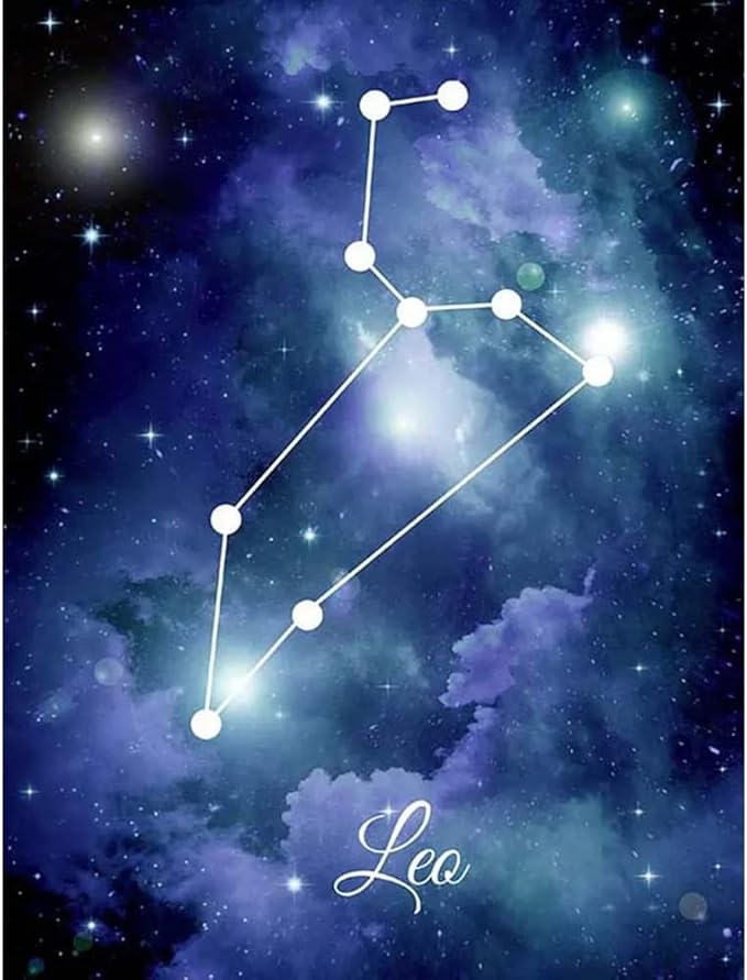 Full Round Drill Leo Zodiac Sign Diamond Art Painting Art Kits for Adults Beginners Paint with Gem Crystal Home Wall Decor 12x16 Inch