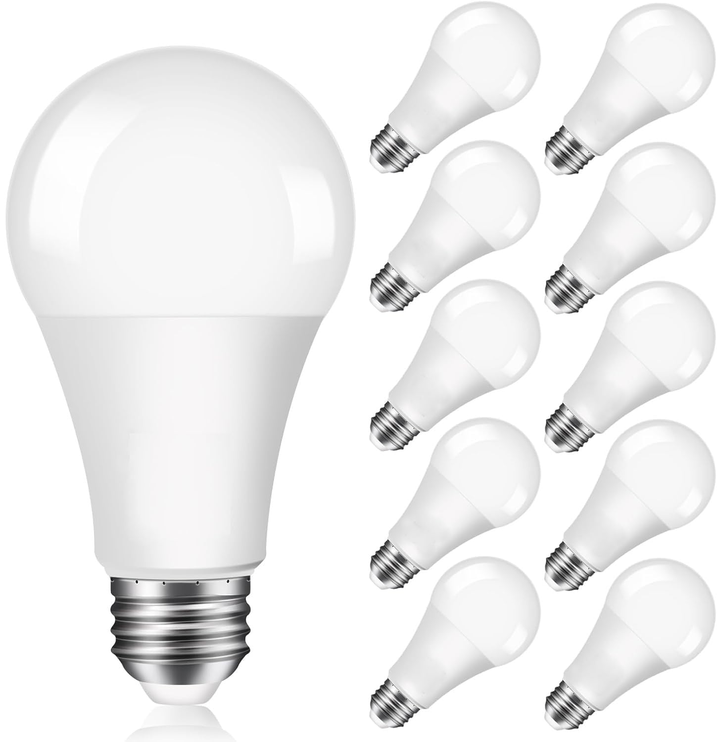 10 Pack 12W Non Dimmable LED Light Bulbs 100 Watt Equivalent Bright A60 LED Bulbs with E27 Daylight White CRI 90+ for Home Office Bedroom Kitchen, 220-240V (10, White)