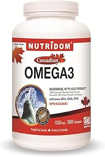 Nutridom Canadian Harp Seal Oil Omega-3 1000mg, 300 Softgels, Essential Fatty Acid Supplement with DPA DHA EPA, 100% Natural Chemical-Free, Non-GMO, Made in Canada