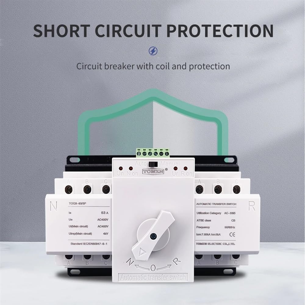 Interruttore Magnetotermico 3P 63A 380 V 50/6 0Hz 3 Wire. MCB. Tipo Dual Power Switch di trasferimento automatico ATS