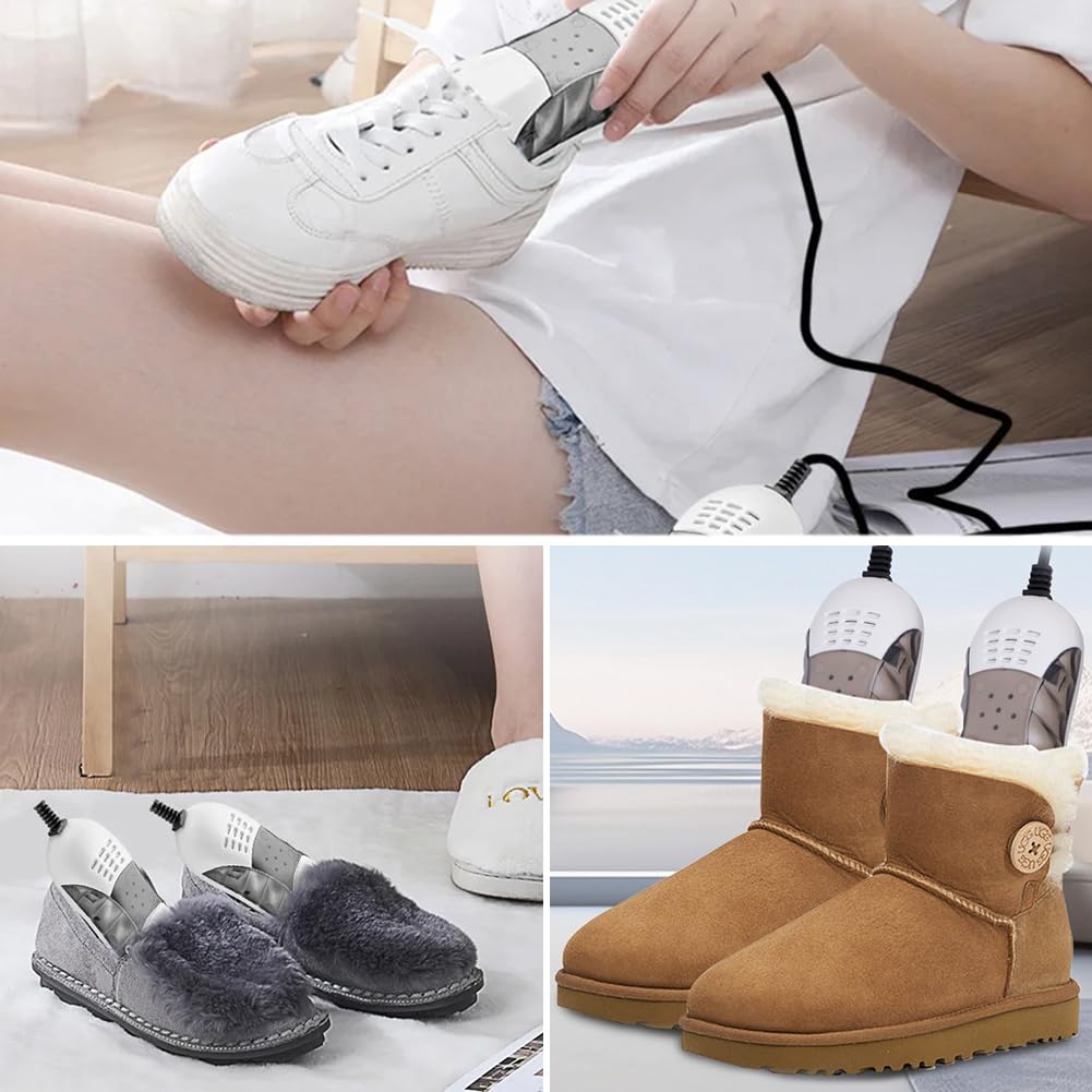 Asciuga Scarpe Elettrico, Asciugatrice Portatile per Calzature, Asciuga Scarpe Portatile, Scalda Scarpe e Scarponi per Asciugare Le Scarpe Sudate ed Eliminare i Cattivi Odori - Bianco