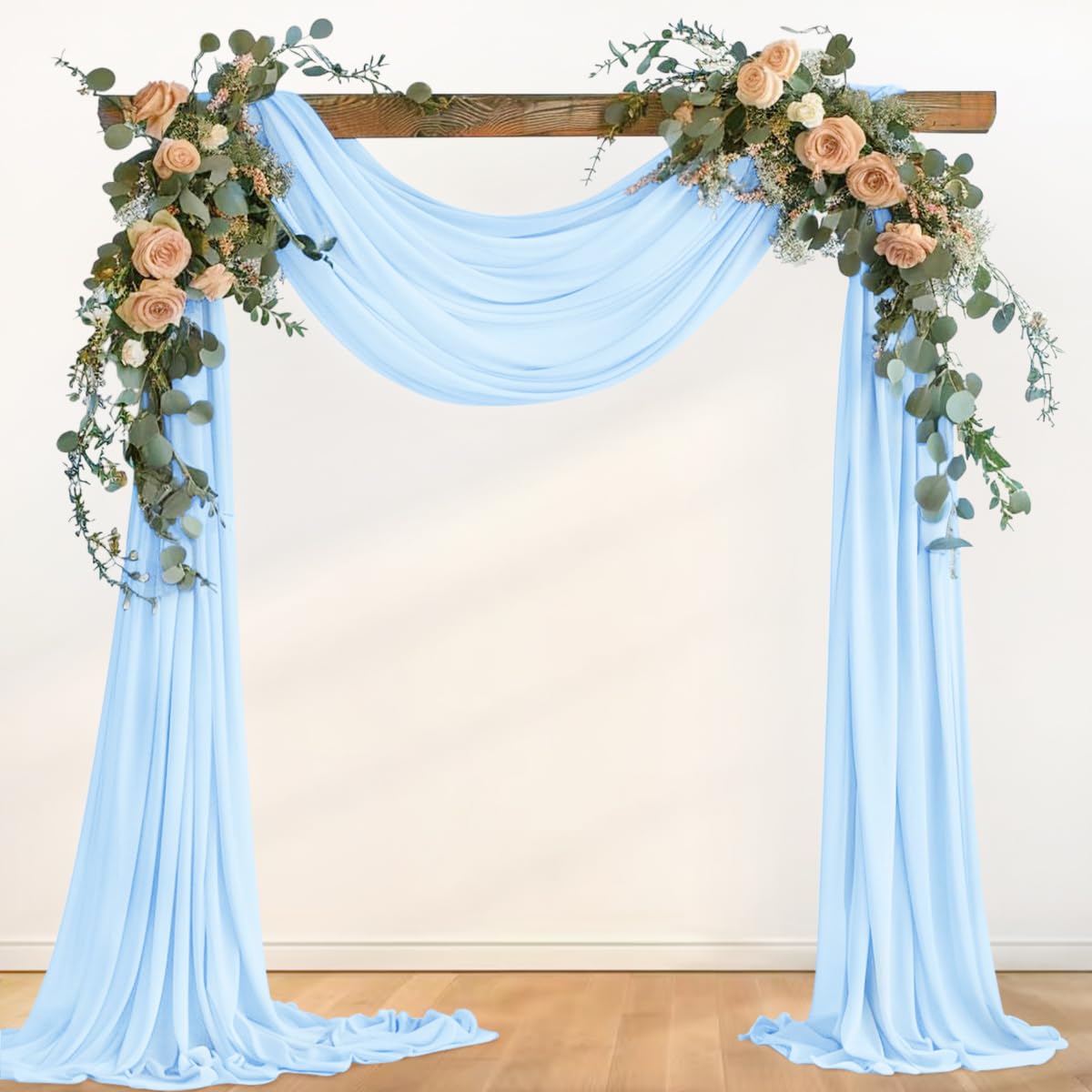 Sky Blue Wedding Arch Draping Fabric Glitter 3 Panels 29" × 240"