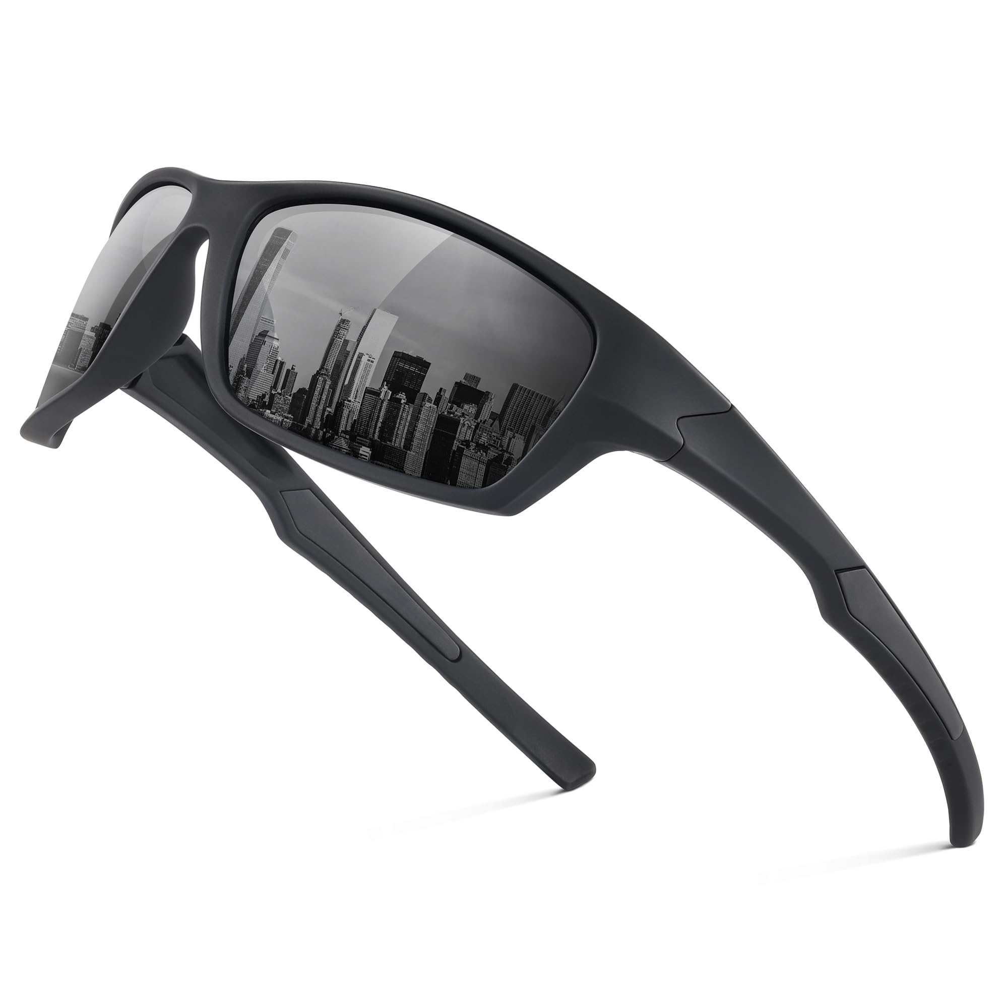 suoso Sportbrille-Herren-Damen-Sport Sonnenbrille-Polarisierte-UV400 Schutz-Sunglasses-Men-Women-Sonnenbrille Schwarz-Fahrradbrille-Rennrad brille-für Angeln-Laufen-Radfahren