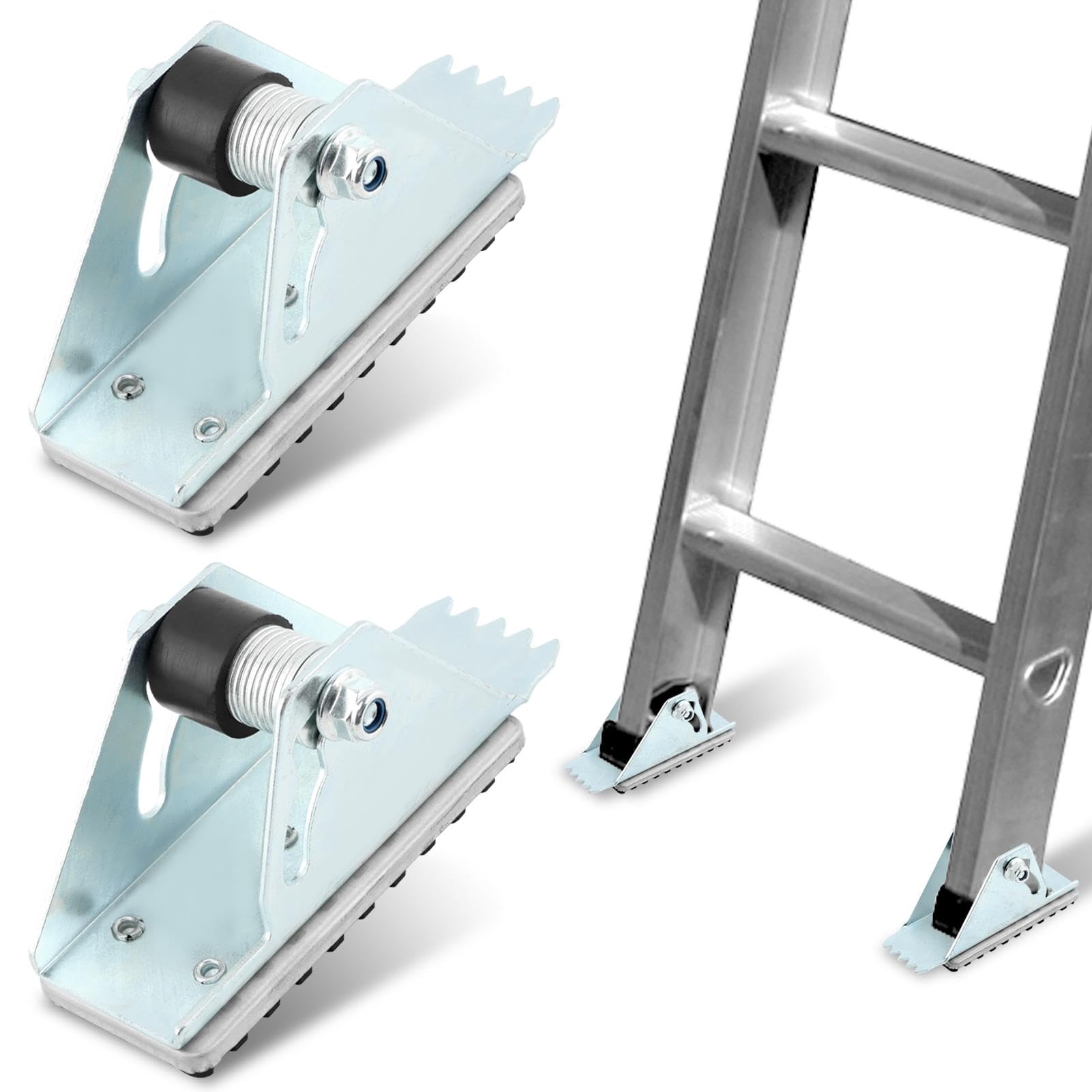 Anti-Skid Shoe Kit for Extension Ladders 2 Pack Ladders Feet Replacement Parts Ladder Stabiliser Rubber Padded Feet Accessories Parts(Silver+Black)