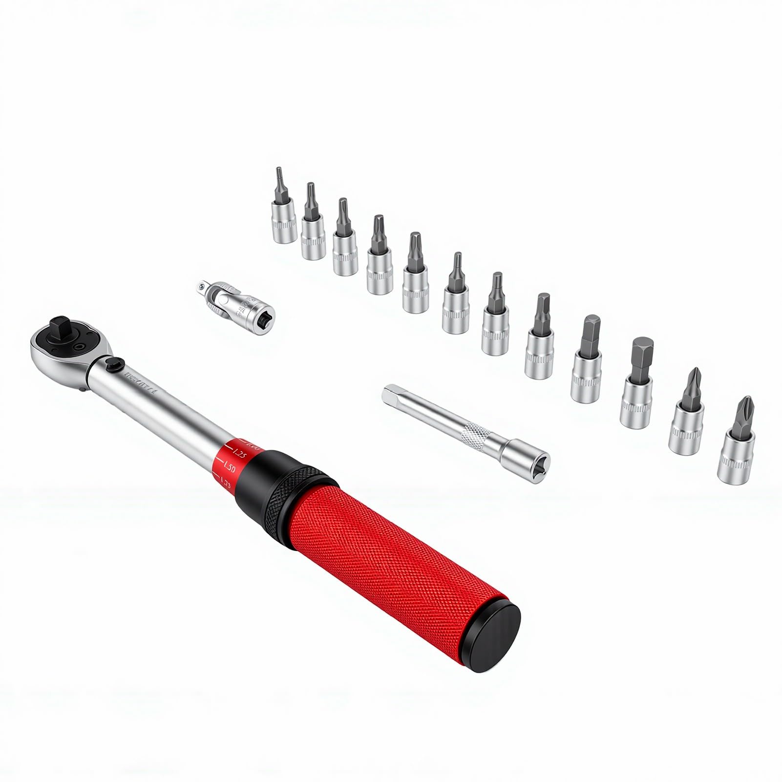 ViaGasaFamido Zestaw Kluczy Dynamometrycznych o Kącie Obrotu 5° Ergonomiczny i Trwały do ​​stali CRV Stosowanej w Lotnictwie Motoryzacyjnym (Zestaw do naprawy roweru 1/4" (5-25N).)