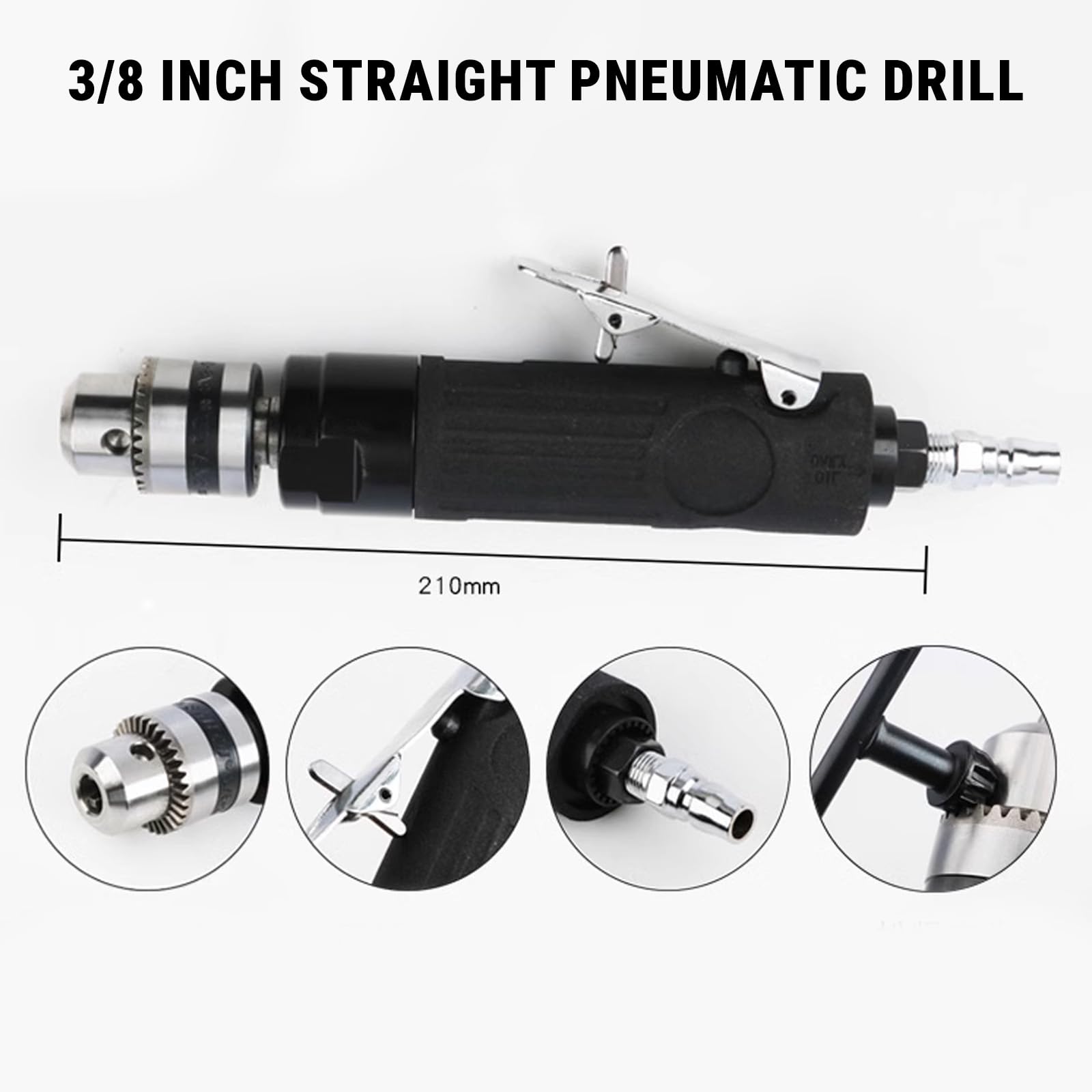 Trapano Pneumatico Per Trapano Ad Aria Compressa Dritto da 3/8 Pollici, 2200 Giri/min Trapano Ad Aria Compressa Per Perforazione Pneumatica Strumento Per Lucidatura Per Incisione Utensile Pneumatico P