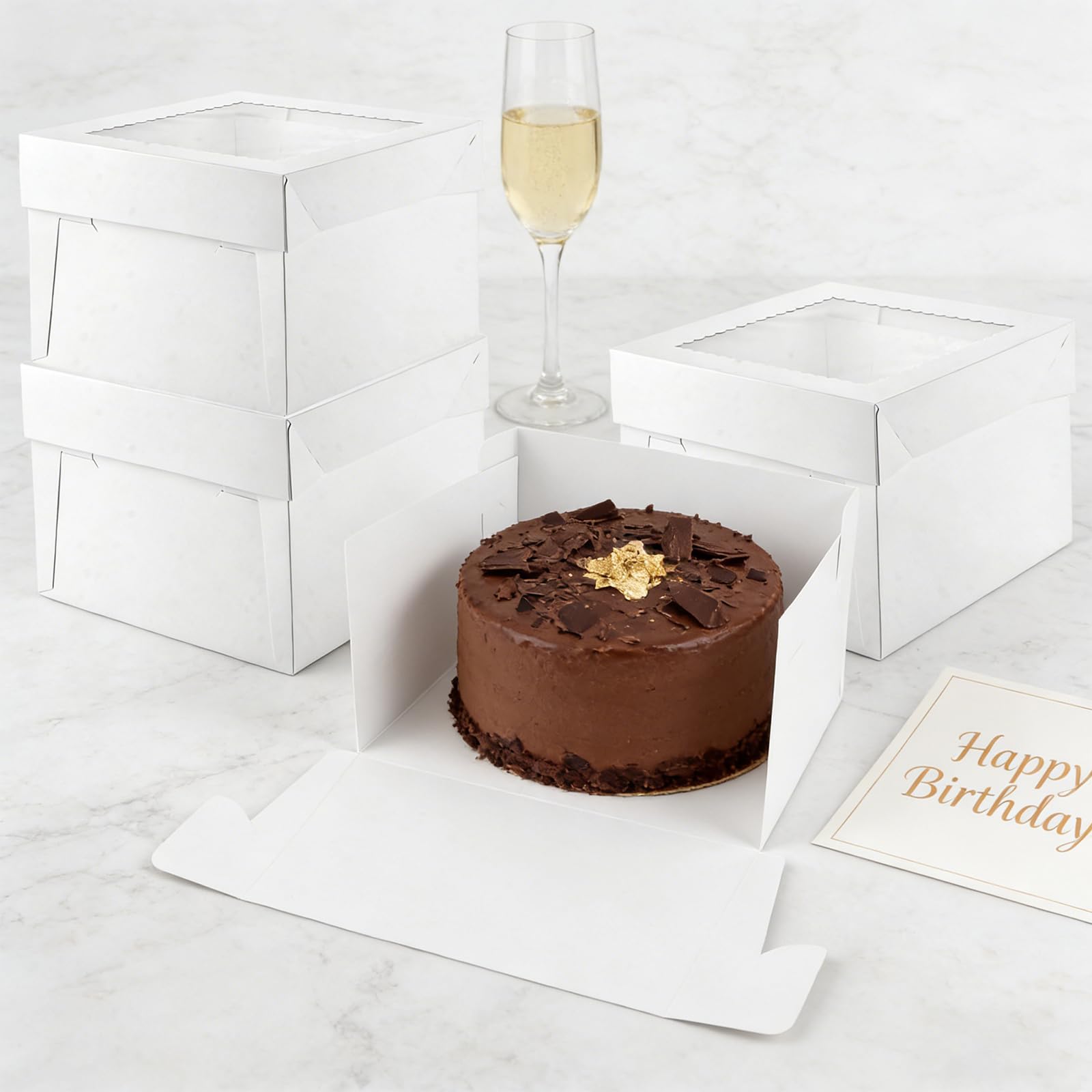 20 cajas de cartón para tartas, color blanco, 25 x 25 x 20 cm, caja para tartas, caja de transporte para tartas, caja de transporte, para tartas, cajas de cartón para tartas, pasteles