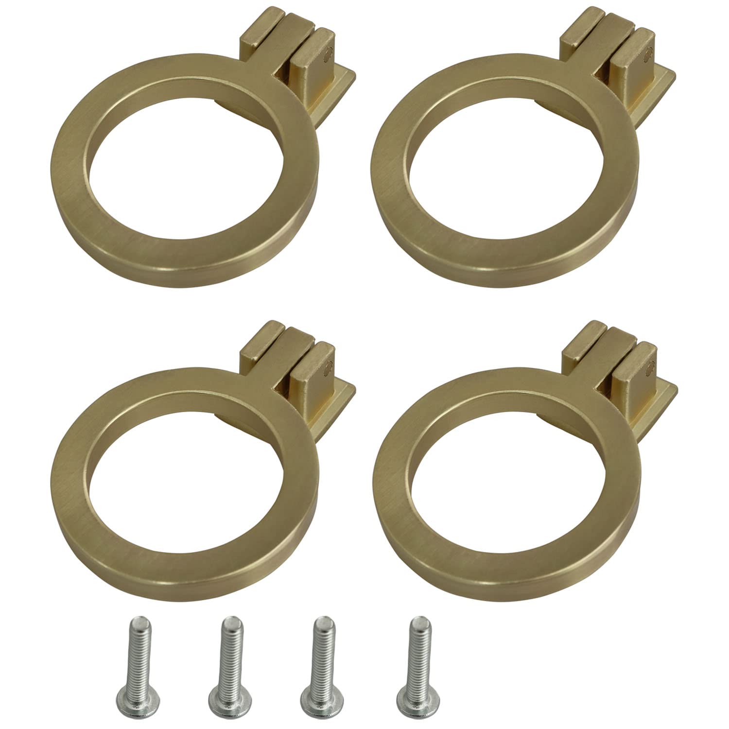 Photo 1 of 4Sets Ring Pulls Cabinet Drawer Handle, Drawer Pulls Rings Brushed Gold Cabinet Ring Pulls, Brass Furniture Hardware Kitchen Drawer Handles Rings with Screws