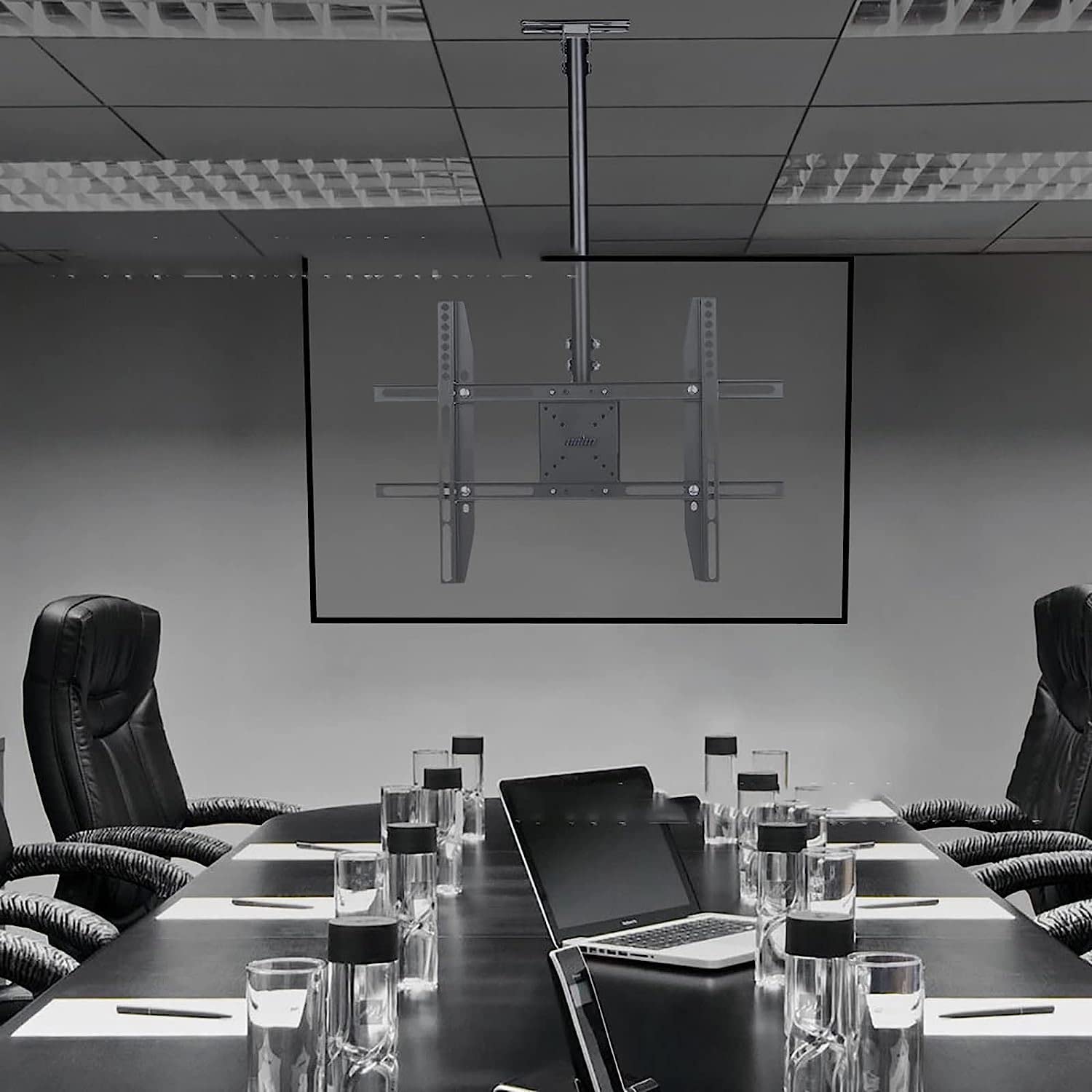 Soporte de techo para TV, ajuste de altura telescópico, se adapta a televisores de 23 a 65 pulgadas, se puede montar en techo/pared, carga máxima de hasta 30 kg