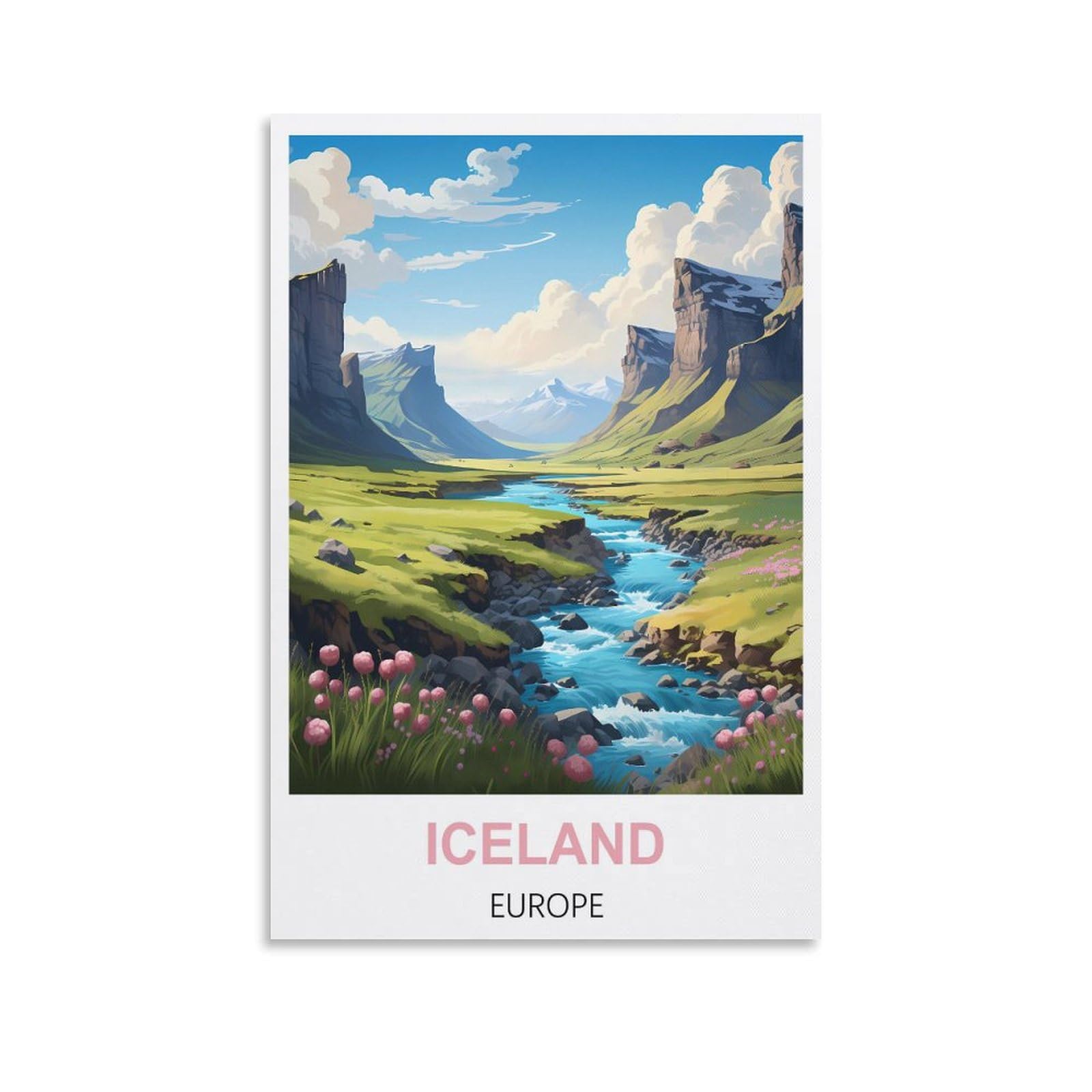 Vintage Metal Tin Wall Sign Iceland Europe,Cave Signs Art Plaque Poster Wall Decor for Home Kitchen Bar Club Coffee Shop Orchard Decoration 30x30cm