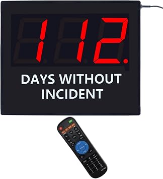 14"x12" Digital Safety Scoreboard,Safety Sign,Days Without Incident Electric Sign,Days Without Accident,Wall Mount Industrial Accident Tracker for Factory Office Workplace Safety