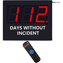14"x12" Digital Safety Scoreboard,Safety Sign,Days Without Incident Electric Sign,Days Without Accident,Wall Mount Industrial Accident Tracker for Factory Office Workplace Safety