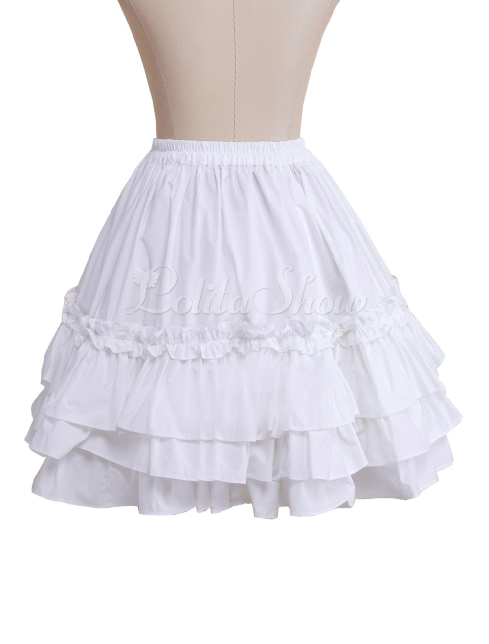 Antaina Blanca Encaje Volantes Sweet Kawaii Vintage Victoriana Lolita Princesa Longitud de la Rodilla Midi Plisada Falda