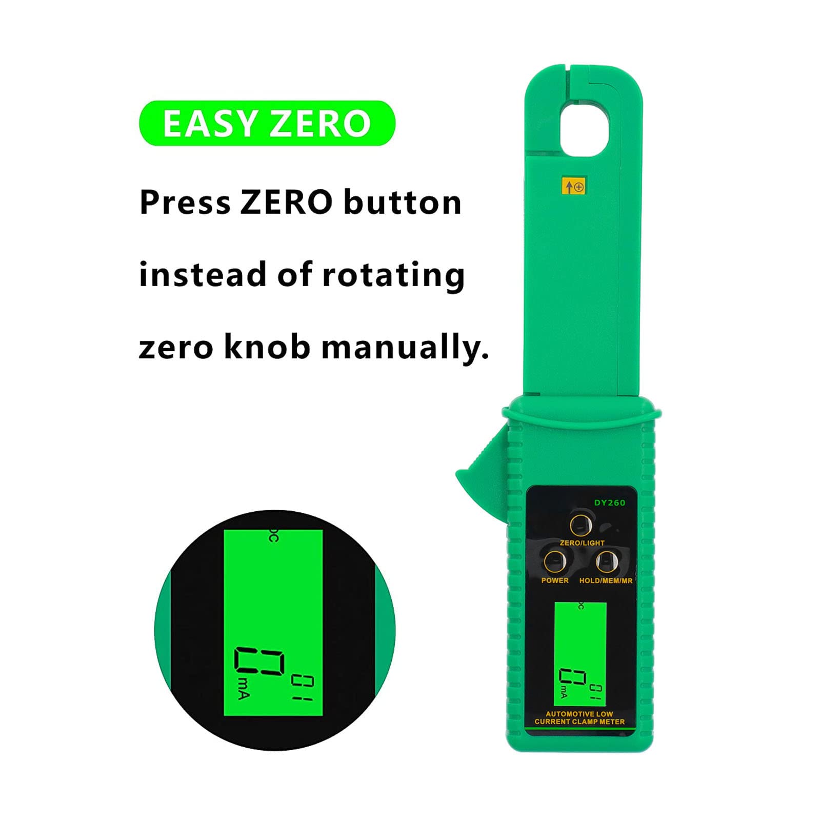 Fabater Pinza Amperometrica, 0mA 60A Tester di Corrente di Dispersione Portatile Senza Contatto e Anti-interferenza, Pinza Amperometrica AC DC a Bassa Corrente con 99 Set di Archiviazione Dati per il
