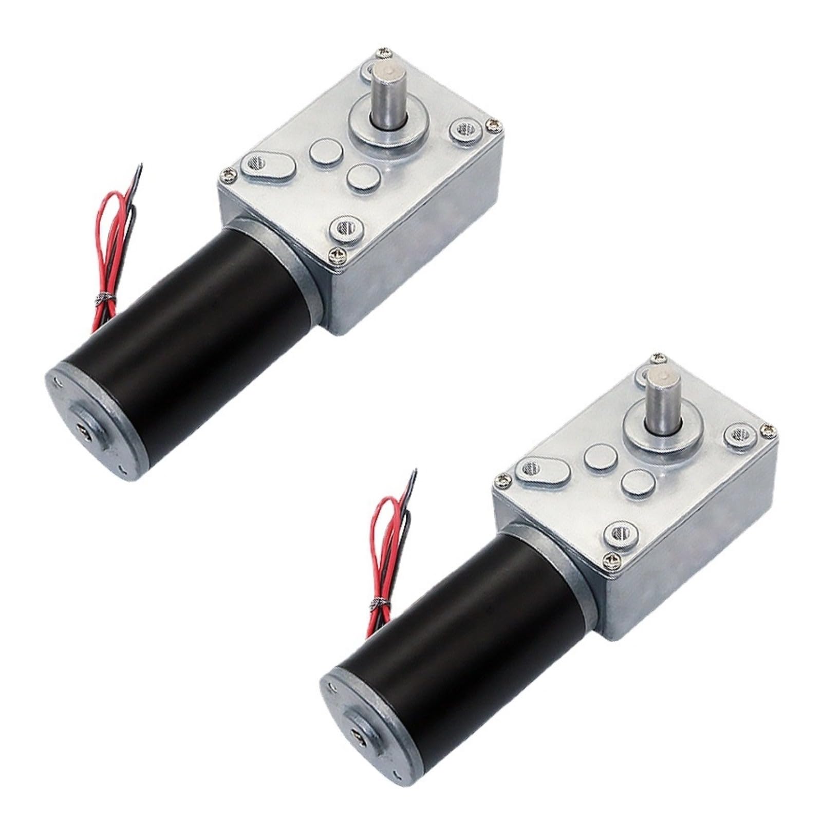 2er-Set 12V DC-Getriebemotoren, Turbinen-Schneckengetriebe mit hohem Drehmoment, 10 U/min, einstellbare Drehzahl, reversibel, selbstsichernder Ausgang, 0,31 x 0,59 Zoll Welle, leise für Robotik/DIY