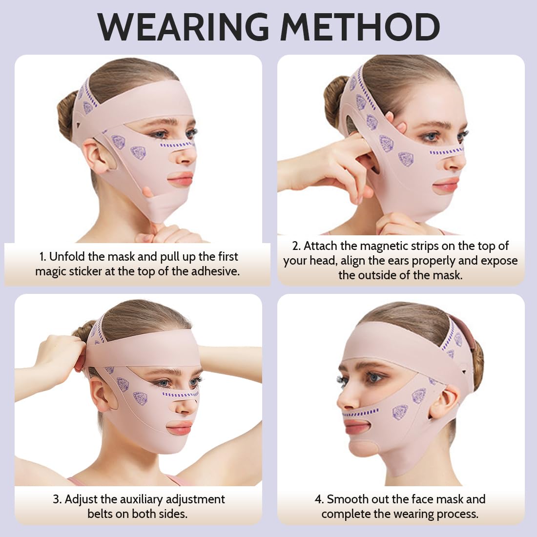 Máscara Facial Reafirmante para Doble Papada, Reutilizable, Máscara Facial en Forma de V con Efecto Lifting, Banda Lifting para Doble Papada, Adecuada para Todas las Formas de Cara, Rosa