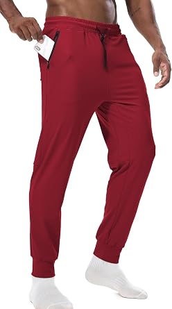 Surenow Mens Running Sweatpants Tapered Joggers for Men with Zipper Pocket