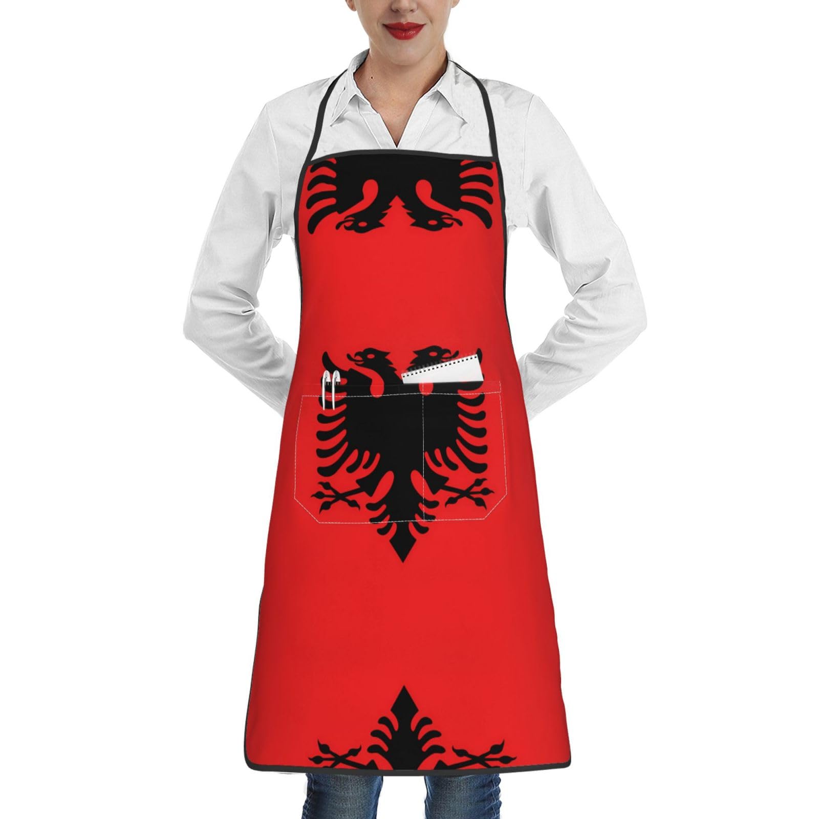 WXCJWD Albanian flag Men and Women, Waterproof Work Apron for Cooking, Grilling, Gardening, Woodworking, Adjustable