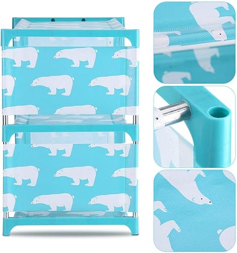 Miniatura 5 de Estantes apilables de 3 niveles, zapatero pequeño para niños, fácil de montar, organizador de zapatos para entrada, pasillo y armario (azul)