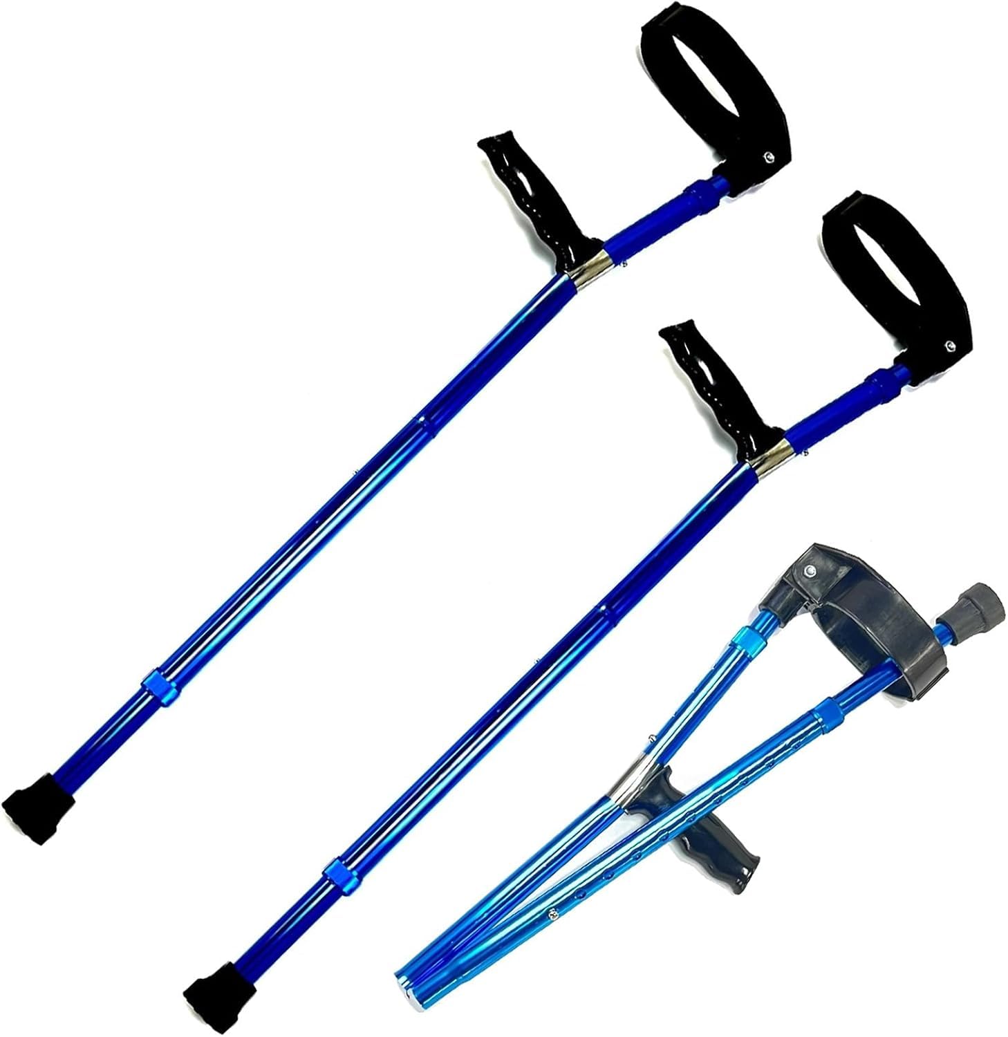 Muletas ajustables para antebrazo, muletas plegables de aluminio ligero para adultos, asas ergonómicas, puño cerrado giratorio, diseño cómodo y duradero