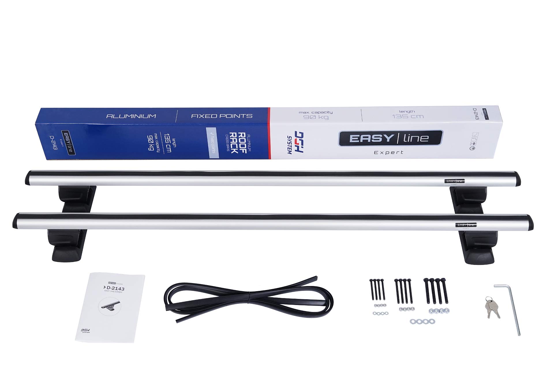 Barres De Toit Dgh System Easy Line Expert 135 Cm Pour Fiat Doblo II Van (2010-2016) - Charge 90 Kg, Verrouillables