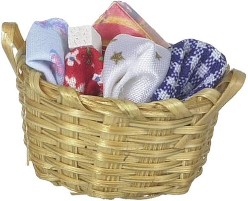 Cesta de lavandería en miniatura para casa de muñecas