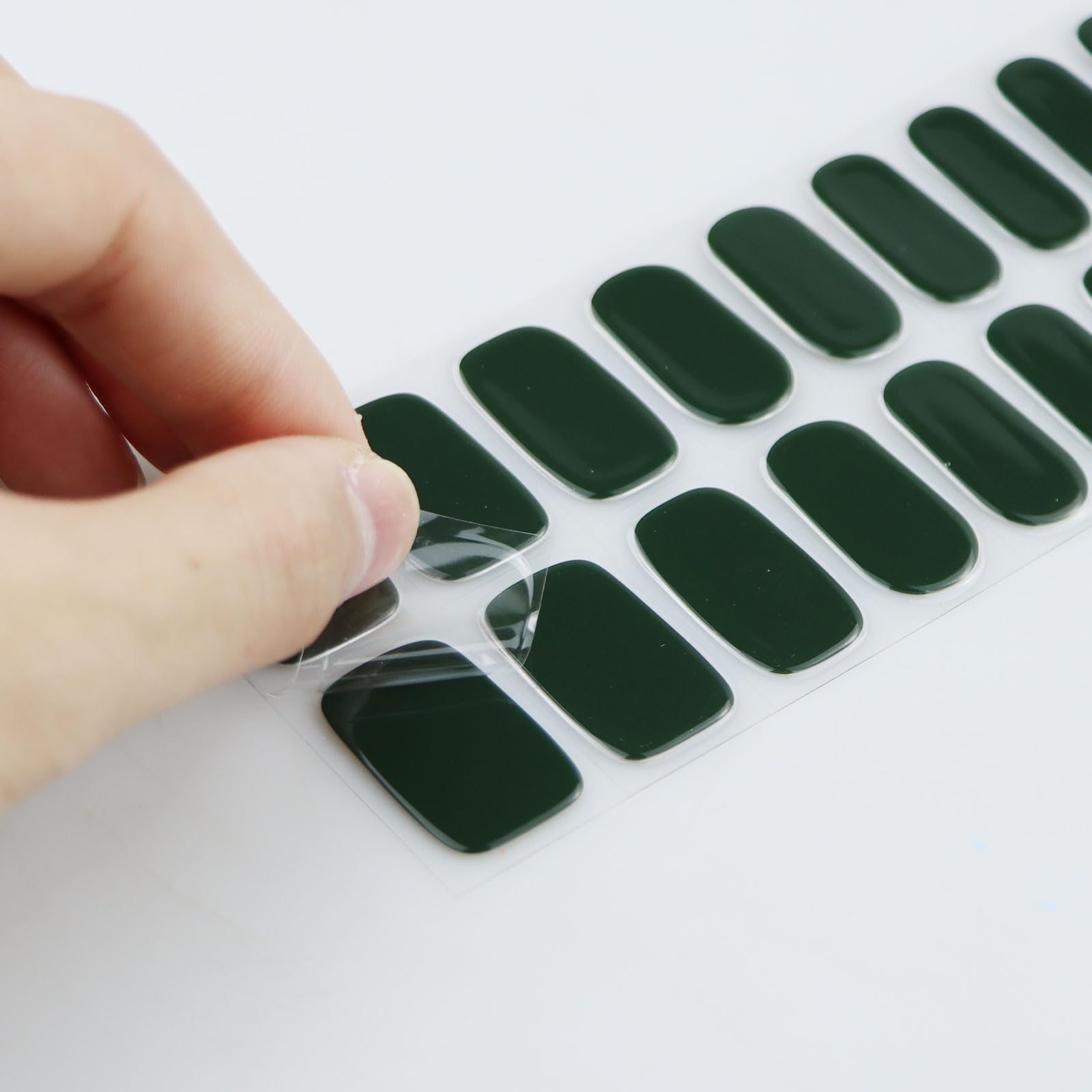 JMEOWIO Gel Nail Stickers Dark Green Semi Cured Gel Nail Strips Wraps UV/LED Nails Art Design Decoration Accessories - Image 4