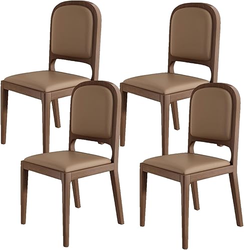 Miniatura 36 de Leather Seat Dining Room Chair with Back, Wooden Dining Chairs Set Kitchen Chair, Dining Room Chairs Armless Seat for Kitchen Living Room
