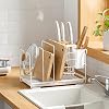 Poeland Multifunctional Kitchen Pantry Organizer Rack, Knife Holder, Countertop Kitchenware Rack, Pot Lid Holder