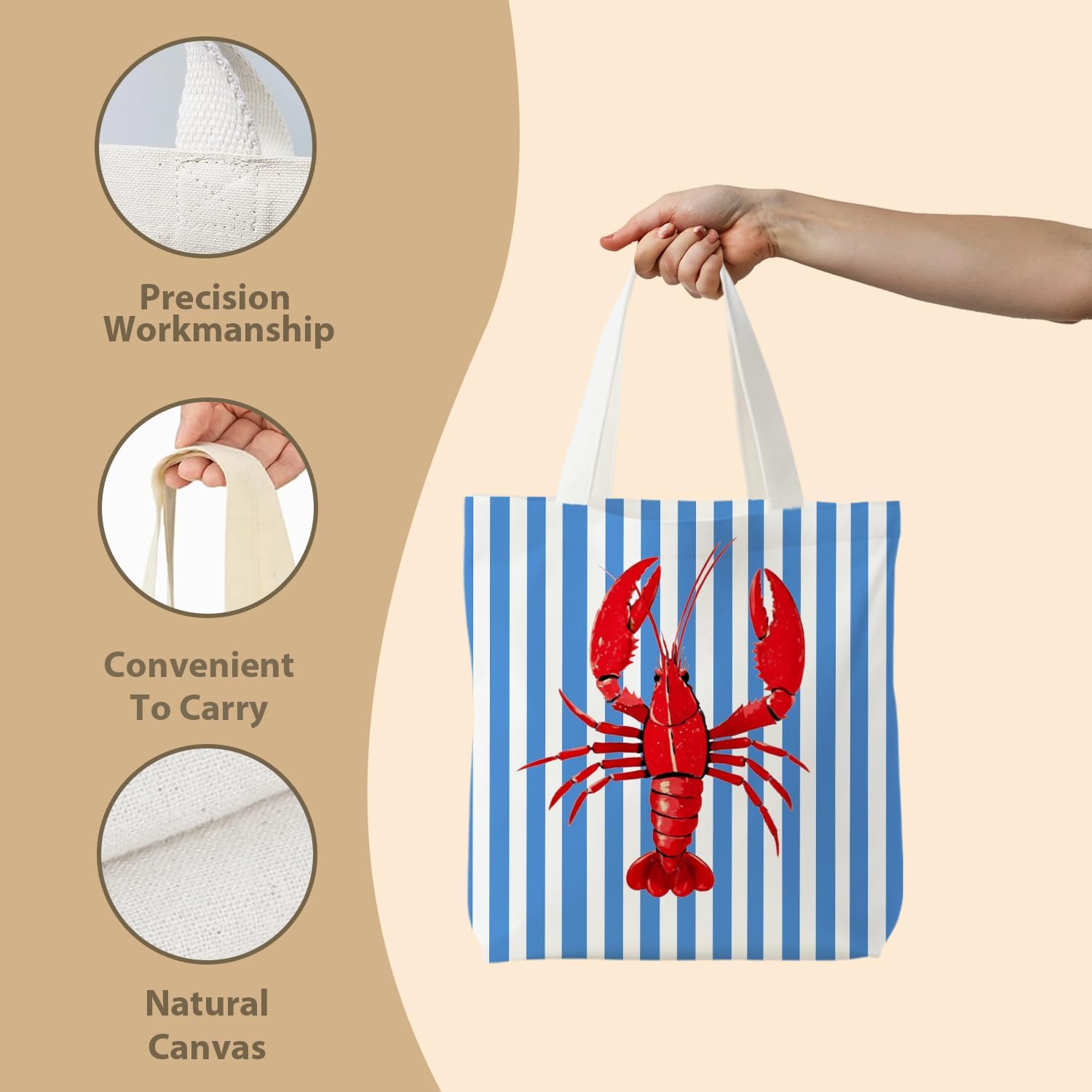 NATSUNO Canned Sardines Tote Bag,Fish Gifts for Women,Western Tote Bags for Women,Reusable Grocery Bags,Sardine Lover Gifts - Image 6