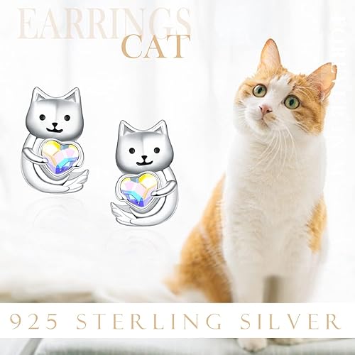 Miniatura 2 de Women Stud Earrings 925 Sterling Silver PearlFlowerPineappleLlamaCatBee Stud Earrings Moonstone Jewelry Birthday Party Gift for Girls Her