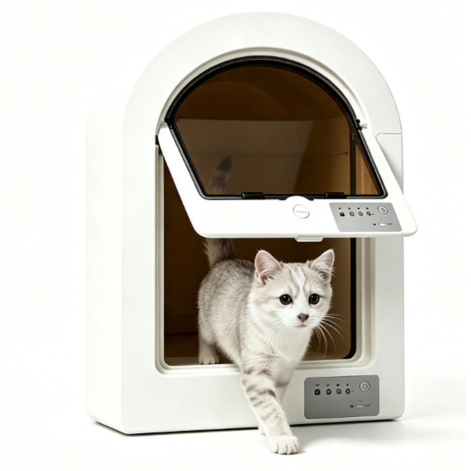Porta per Gatti con Microchip, Porta per Animali Attivata con Sistema Wind- | Facile Installazione Fai da Te + Telecomando, 4 Modalità di Controllo, Chiusura Magnetica, Grandi Porte a Ribalta per Gatti
