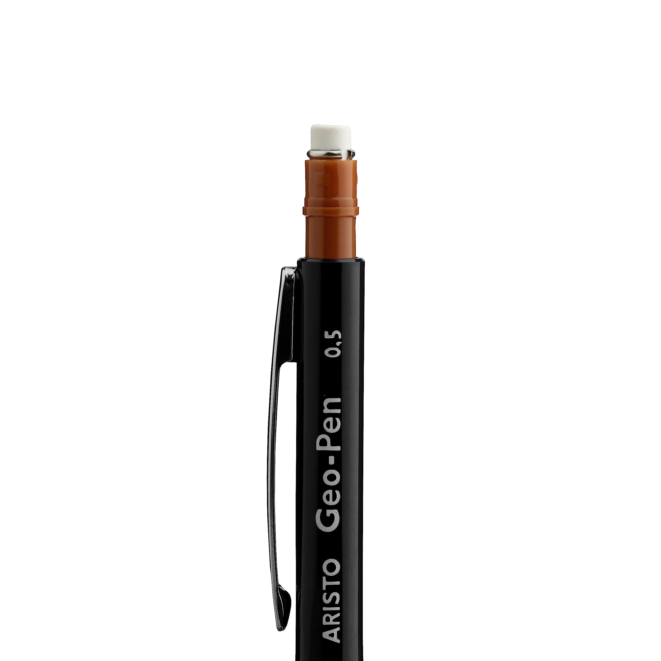 Aristo AR85005 Druckbleistift Geo Pen 0,50 mm (Ergonomisch gerillte Griffzone, gefederte Minenführung, Härtegrad Mine HB, integrierter Radiergummi) schwarz, 10 Stück