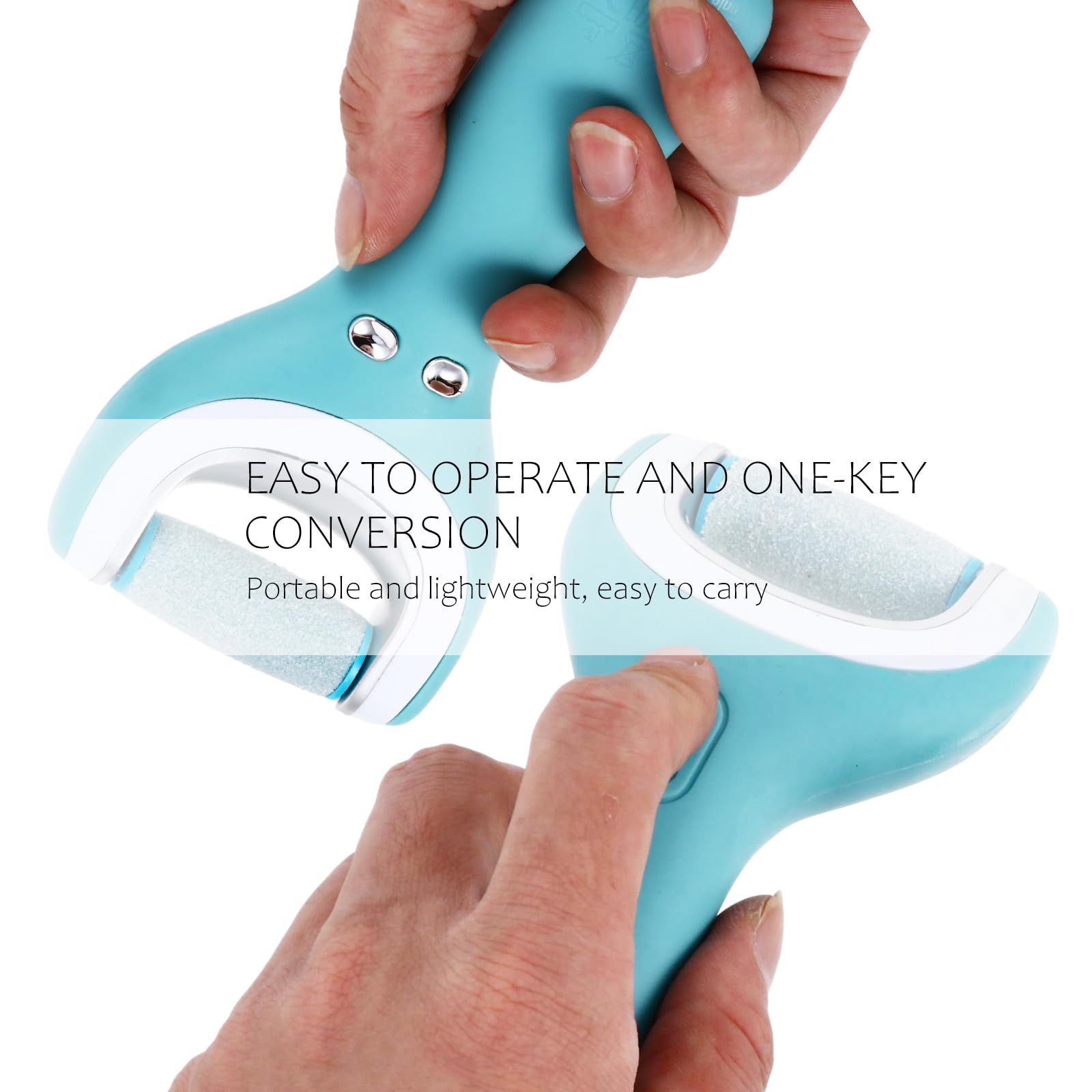 Dispositivo Elettrico per Pedicure Ricaricabile Blu | Pp e Quarzo, Conversione un Tasto, Portatile, Ricarica Usb, Finitura Curata