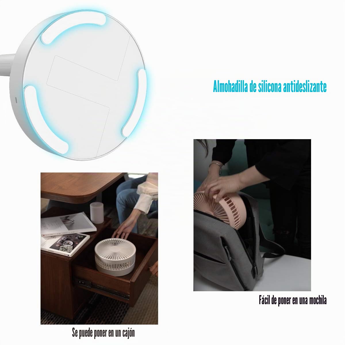 AICase Ventilador de Pie Silencioso con Control Remoto, Altura Regulable y Plegable, 4 Velocidades, 4 Modos,batería de 7200 mAh con Temporizador,Cargando Via USB