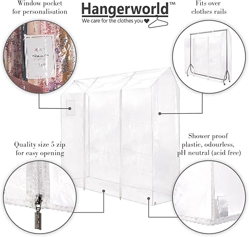 Miniatura 3 de HANGERWORLD Funda transparente para ropa de 5 pies para armario abierto, a prueba de ducha (60 x 24 x 57 pulgadas)